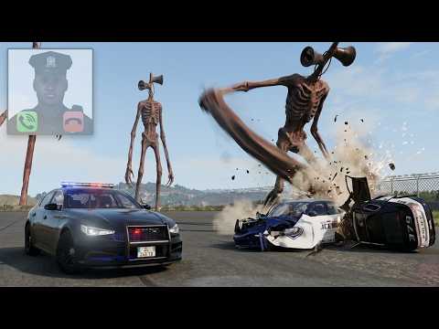 SIREN HEAD ATTACKED POLICE CAR AND MY VILLAGE