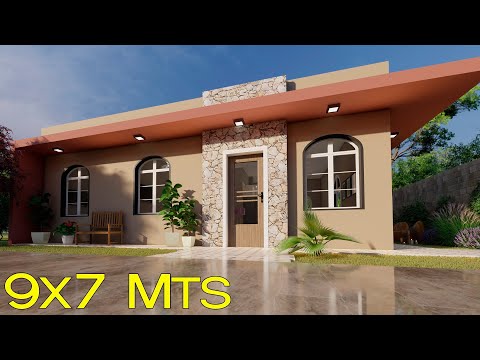 Plano de casa de 9x7 metros con 3 dormitorios