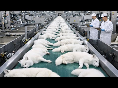 World’s Biggest Arctic Fox Farm | Full Industrial Process: Raising, Fur Harvesting, Meat Processing