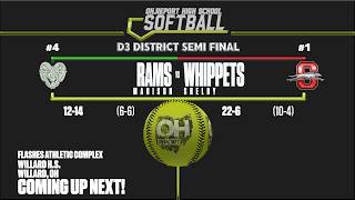 #4 Madison (12-14) @ #1 Shelby (22-6) - D3 Softball District Semi Final