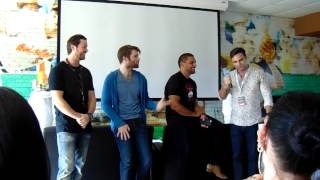 Dustin Clare and Liam McIntrye talking about funny moments on set