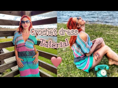 How To Crochet A Lace Dress /Rochie croşetată.Tutorial de croşetat.