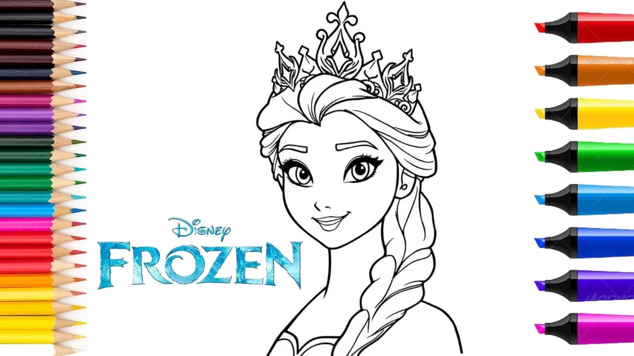 Frozen Elsa Princess Coloring Page For Kids And Toddlers || Easy Coloring Book