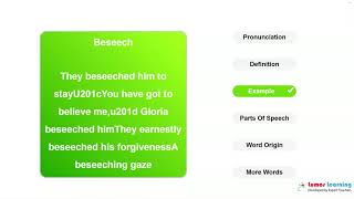 BESEECH - Definition, pronunciation, grammar, meaning - Practice grade 7 vocabulary