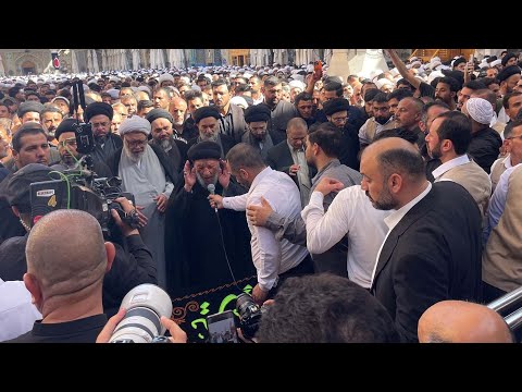 فيديو | مباشر من النجف.. تشييع عقيلة المرجع السيستاني لمثواها الأخير