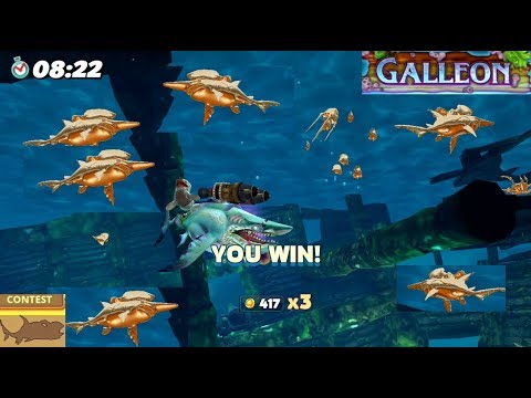 Zombie Shark vs 15 Ghost Sharks Galleon Map Contest - Hungry Shark World