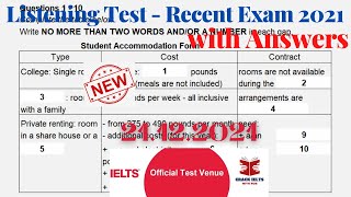 IELTS LISTENING ACTUAL TEST WITH ANSWERS | 21.12.2021