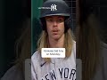 The Yankees, reportedly, made their bat boy in Cleveland tuck his hair into his helmet #shorts