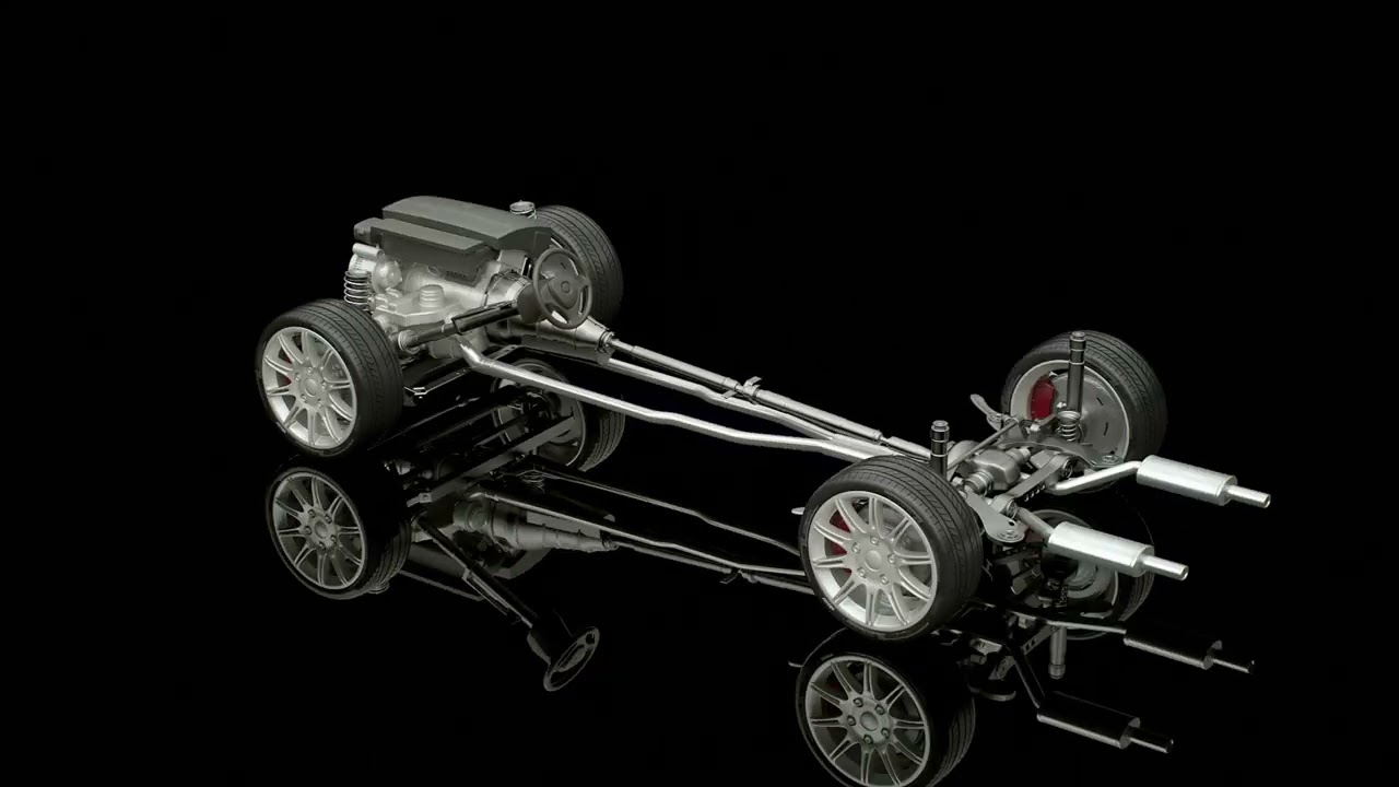 Car Chassis and Engine 3D Model