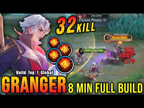 32 Kills No Death!! Granger Gold Lane 8 Minutes Full Build - Build Top 1 Global Granger ~ MLBB