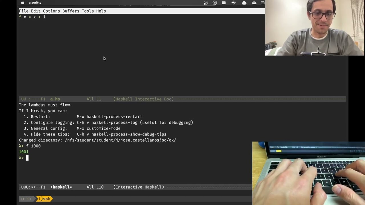 Haskell workflow using Emacs and SSH for CS 357