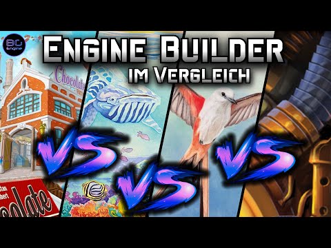 VERSUS - ENGINE BUILDER im VERGLEICH - Flügelschlag, Gizmos, Ozeane, Chocolate Factory - Brettspiele