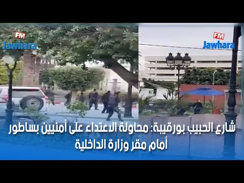 شارع الحبيب بورقيبة محاولة الاعتداء على أمنيين بساطور أمام مقر وزارة الداخلية