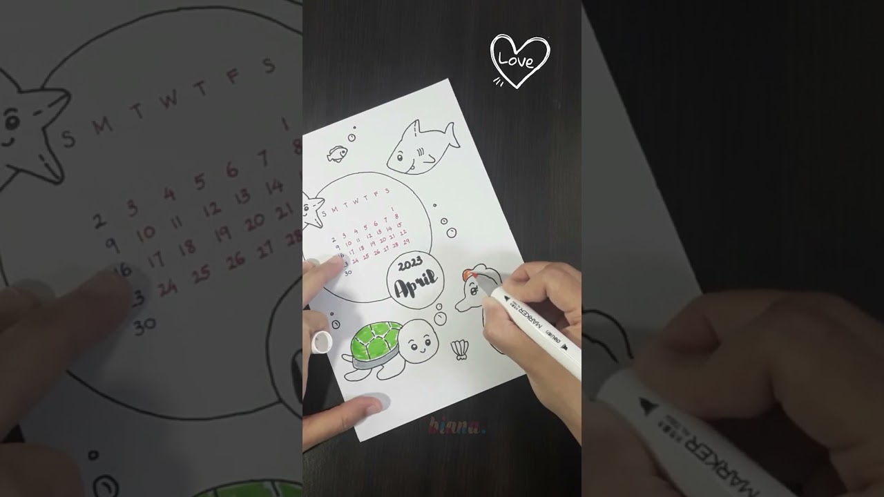 Drawing:April Calendar 2023 | Let's Draw:Doodle Fish | Drawing doodle