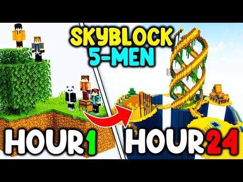 We Survived 24 Hours in Minecraft SKYBLOCK...