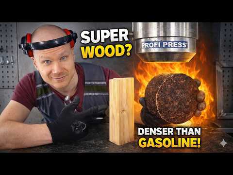 Turning wood into SUPER FUEL with hydraulic press