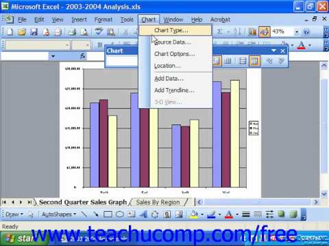 Part of a video titled Excel 2003 Tutorial Changing the Chart Sub type Microsoft Training ...