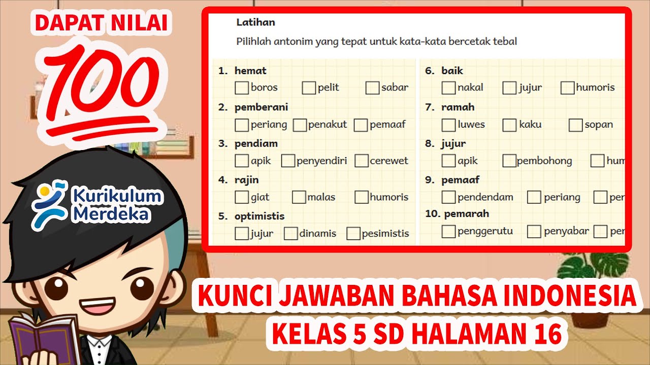 Kunci Jawaban Bahasa Indonesia Kelas 5 Halaman 16 Kurikulum Merdeka