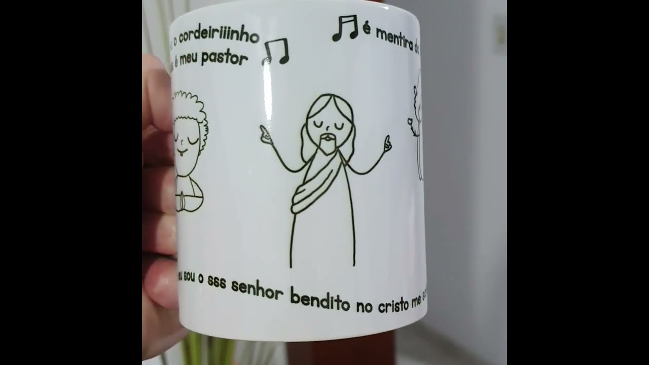 Caneca de cerâmica meme eu sou o cordeirinho Jesus é meu Pastor