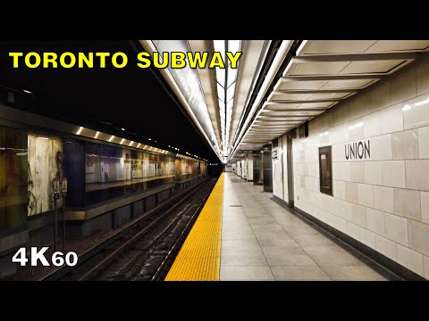 Passeio de metrô pandêmico em Toronto (e caminhada) - Union Station até Queen [4K]