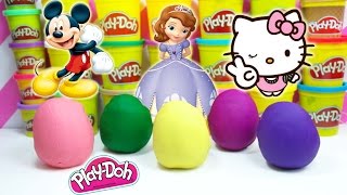 Hello Kitty Play Doh Surprise Eggs Mickey Mouse Frozen olaf Sofia Disney princess egg