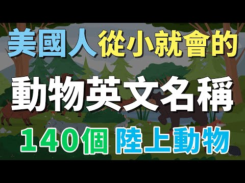 老外從小就會的動物英文名稱 | 中英發音 零基礎英文 | 140個常見陸上動物 | English Names of Land Animals