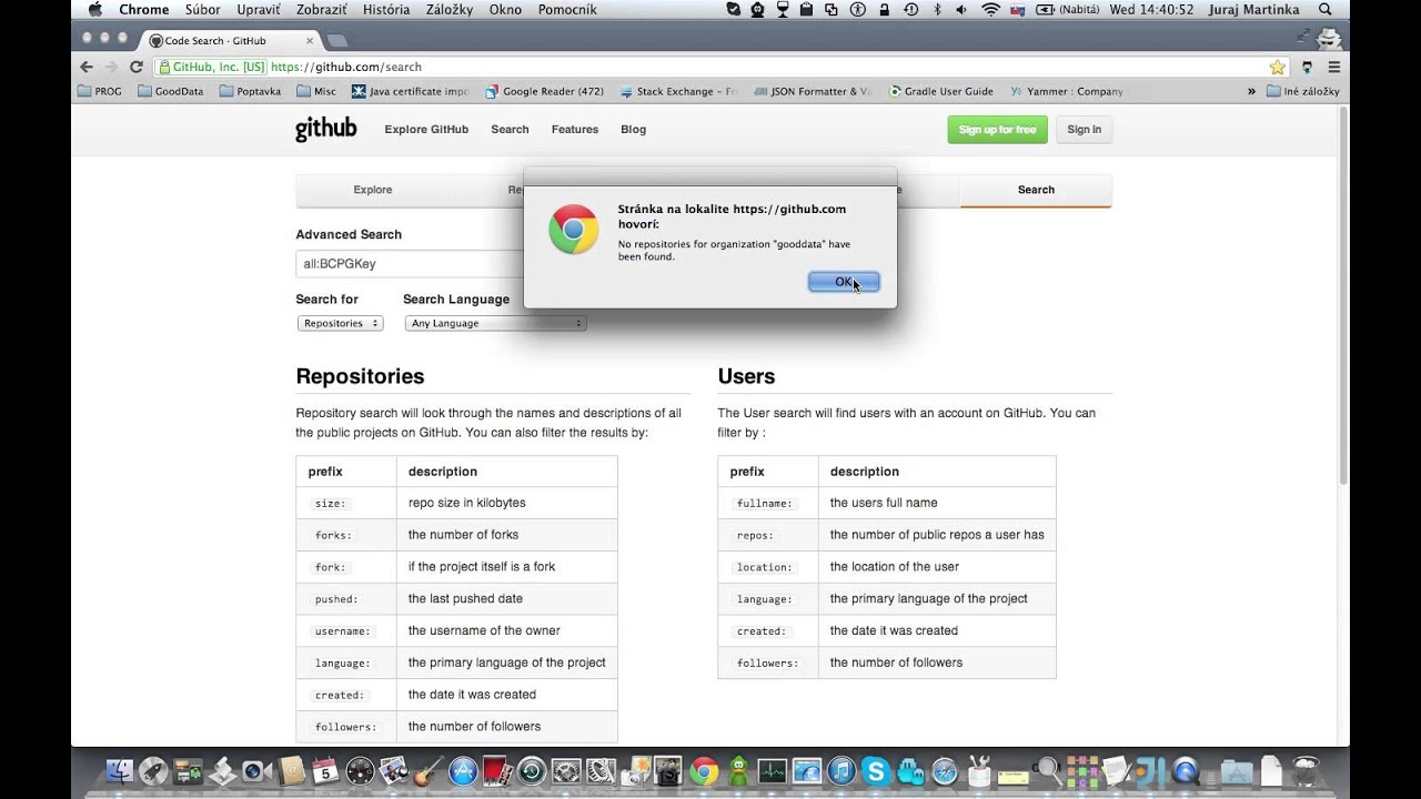 Github search code repositories chrome plugin in action