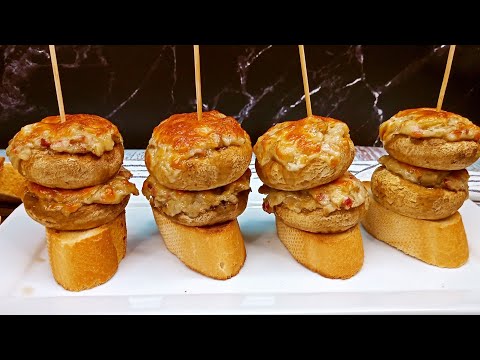 Champiñones rellenos gratinados 🍄🍄🍄 Pincho Deliciosos y muy Fáciles...