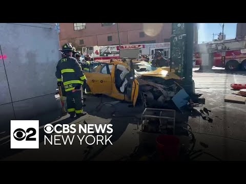 4 hurt when taxi cab crashes on 42nd Street