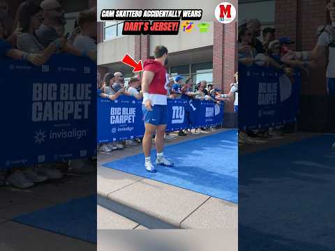 CAM SKATTEBO ACCIDENTALLY WEARS JAXSON DART’S JERSEY!😂👕#CamSkattebo #JaxsonDart #Giants #NFL