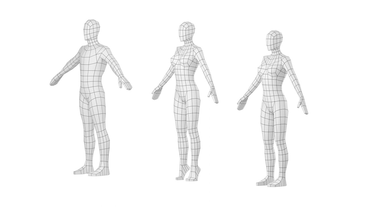 Maglia base naturale maschile e femminile in una posa Modello 3D