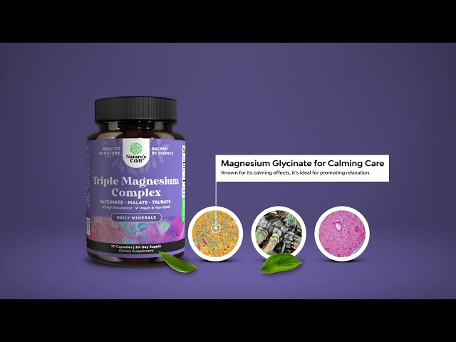 Nature's Craft, Triple Magnesium Complex (Glycinate, Malate, Taurate), 400 mg, High Absorption, Dietary Supplement - 90 Capsules