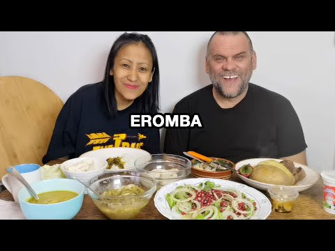 EATING EROMBA WITH DAL AND RICE / STEAK AND POTATO/GREEN SALAD/TANGKHUL MUKBANG