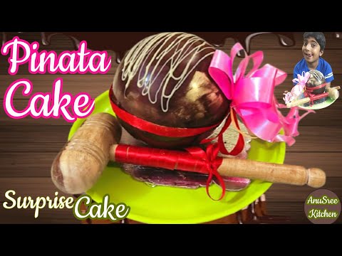 PINATA CAKE | HOW TO MAKE PINATA CAKE| SURPRISE CAKE|HAMMER CAKE|PINATA CAKE RECIPE @AnuSreeKitchen