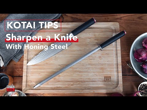 KOTAI TIPS - How to sharpen a knife using honing steel #sharpening #kitchen #knife