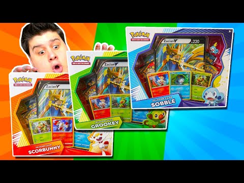 Apro le Collezioni Pokémon ZACIAN V di GROOKEY, SCORBUNNY e SOBBLE