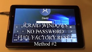 FACTORY RESET iCRAIG CMP801SP Windows Tablet NO USER PASSWORD I