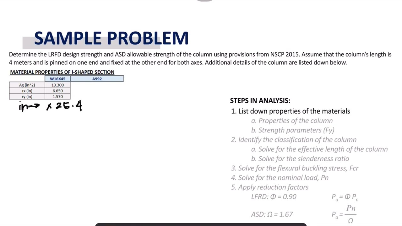 Principles of Steel Design - Chapter 5: Compression Members NSCP 2015 Problem 1 Part I (Analysis)