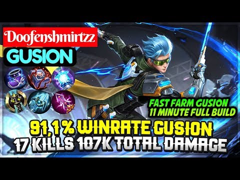 91.1 % Winrate Gusion, 17 Kills 107K Total Damage [ Doofenshmirtzz Gusion ] Mobile Legends Video