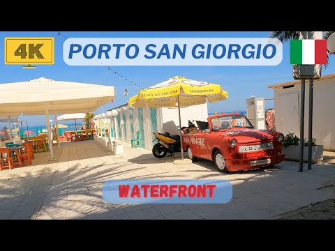 PORTO SAN GIORGIO WATERFRONT, Marche Region Italy, Real city life, walking tour 4K Italy,travel idea
