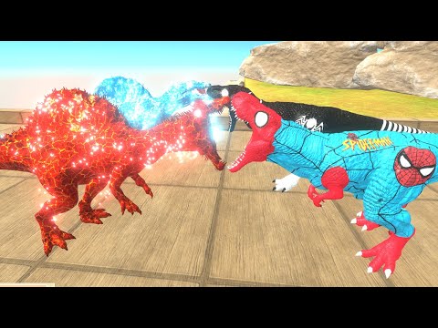 MAGMA and ICE SPINOSAURUS OASIS DEATH FALL - Animal Revolt Battle Simulator