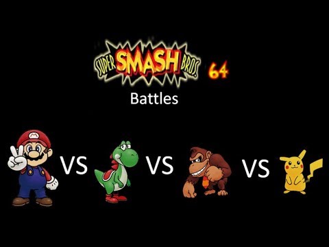 Super Smash Bros 64 Battles #141: Mario vs Yoshi vs Donkey Kong vs Pikachu