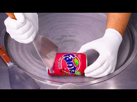 Fanta Cherry - Ice Cream Rolls | ASMR