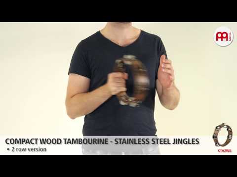 Compact Wood Tambourine - Stainless Steel Jingles - CTA2WB