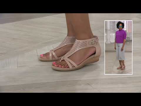 Earth Leather Perforated Wedges - Pisa Olea on QVC