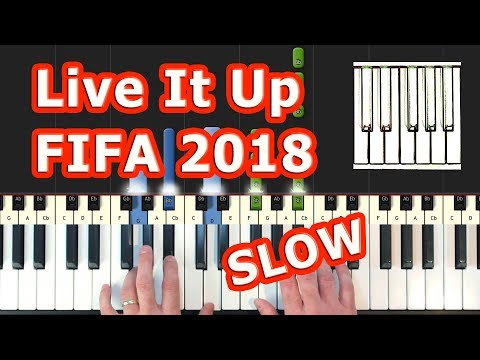 Live It Up - FIFA WORLD CUP 2018 - SLOW Piano Tutorial  - How To Play (Synthesia)