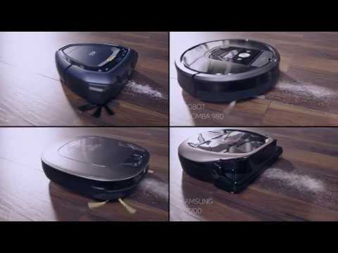 Vier der besten Saugroboter im Test: AEG RX9, iRobot Roomba 980, LG HomBot und Samsung VR7000