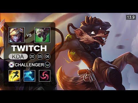 Twitch vs Ezreal ADC - KR Challenger - Patch 13.9 Season 13
