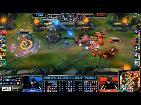 Botlane Tower Dive Santorin Sejuani Countergank - TSM vs CLG Game 2 (NA LCS Spring 2015)