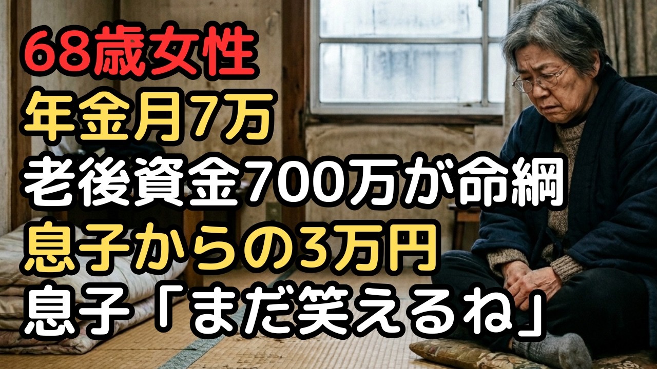 68歳女性、年金月7万、老後資金700万円を息子に頼れず守り抜く日々…それでも「お母さん、まだ笑えるね」と言われて胸が熱くなった夜